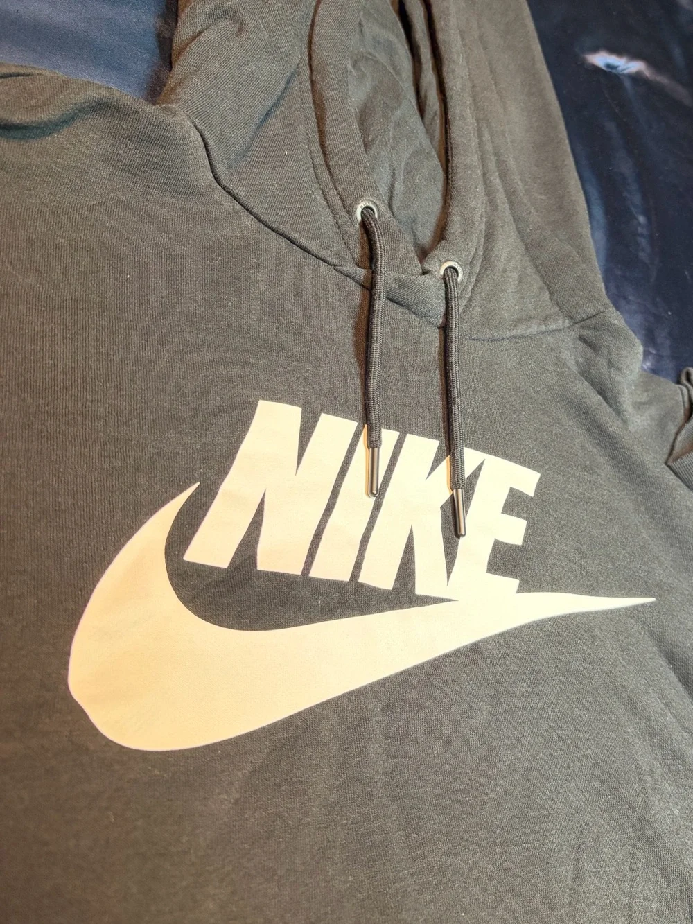 Nike Black Crewneck Crop Hoodie with White Swoosh